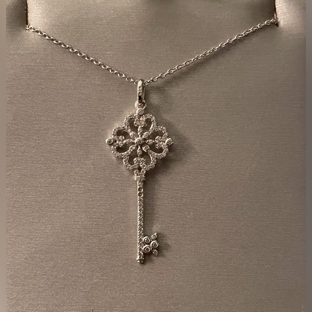 Sterling silver and cubic zirconia Key necklace NWOT